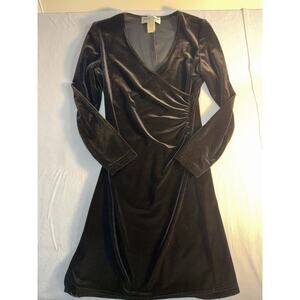 Y2K Velvet Bodycon Dress Black Petite 4P Ronni Nicole Party Cocktail